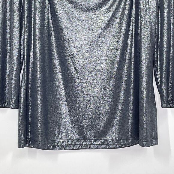 Lafayette 148 Giada Square Neck 3/4 Sleeve Top Metallic Size Small - Picture 6 of 14